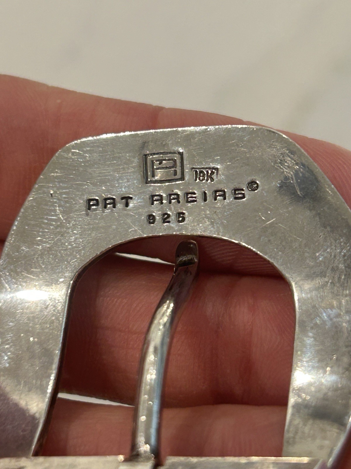PAT AREIAS 925 Sterling & 18k Yellow Gold Modernist 3 Pc Belt Buckle Set