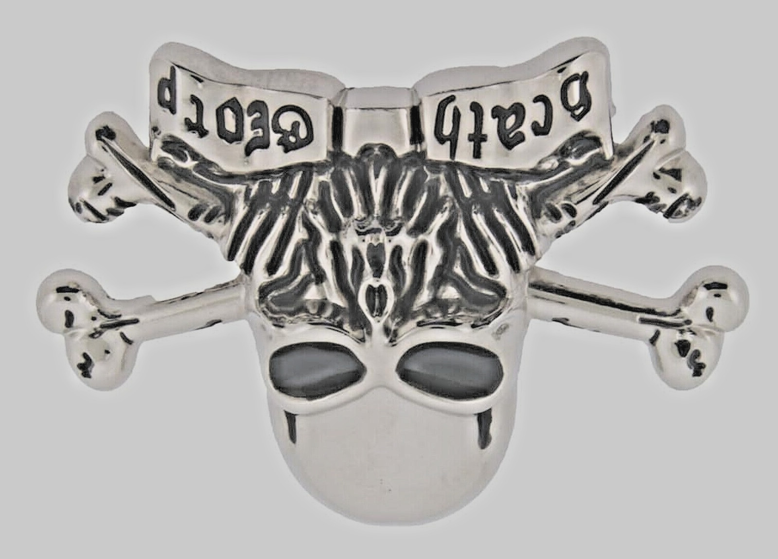Skull Belt Buckle Silver Metal Skeleton Crossbones Pirate Sign Halloween Party