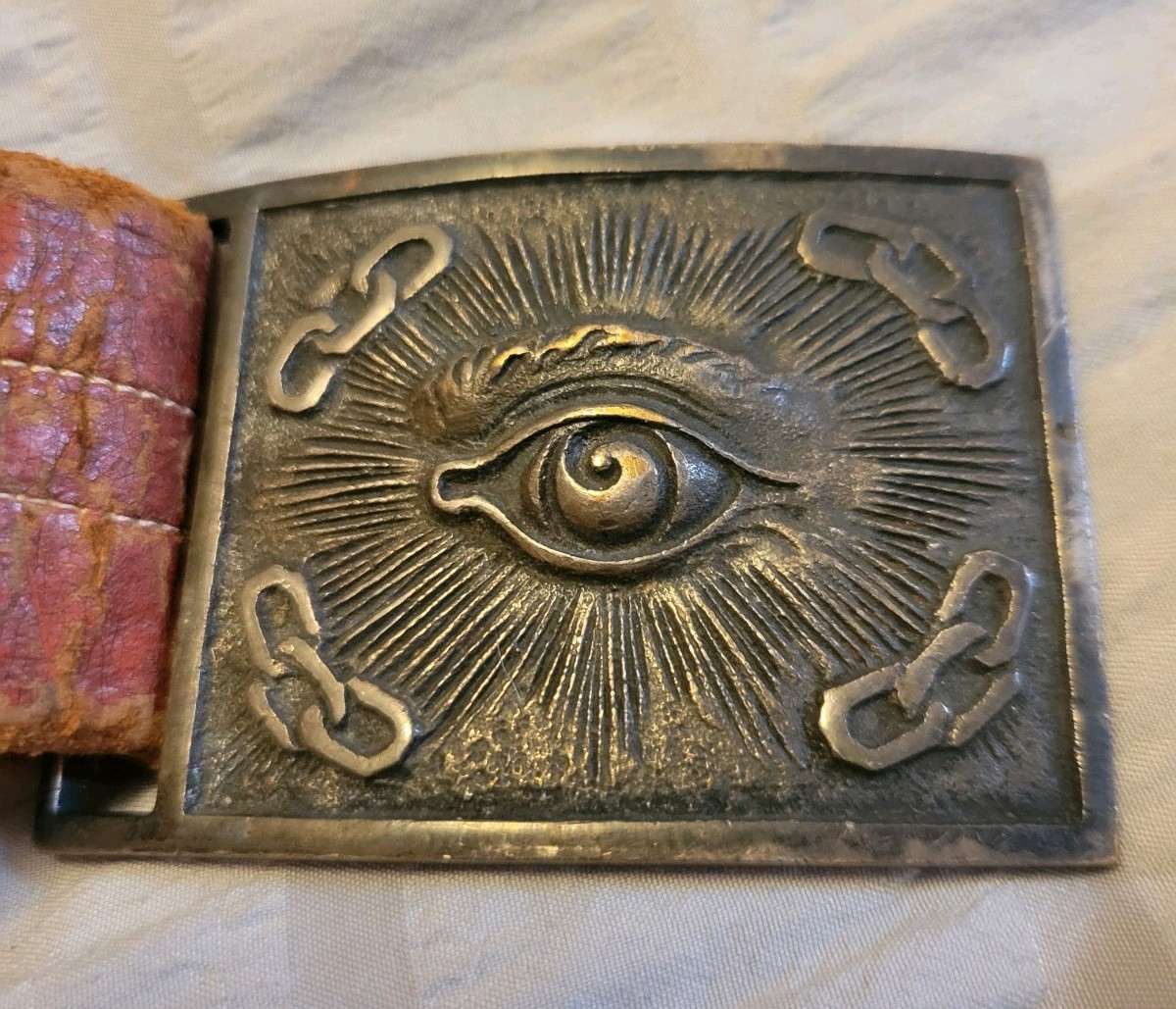 1900&rsquo;s Odd Fellows Belt Buckle Antique Eye of Providence Art Vintage USA JAPAN