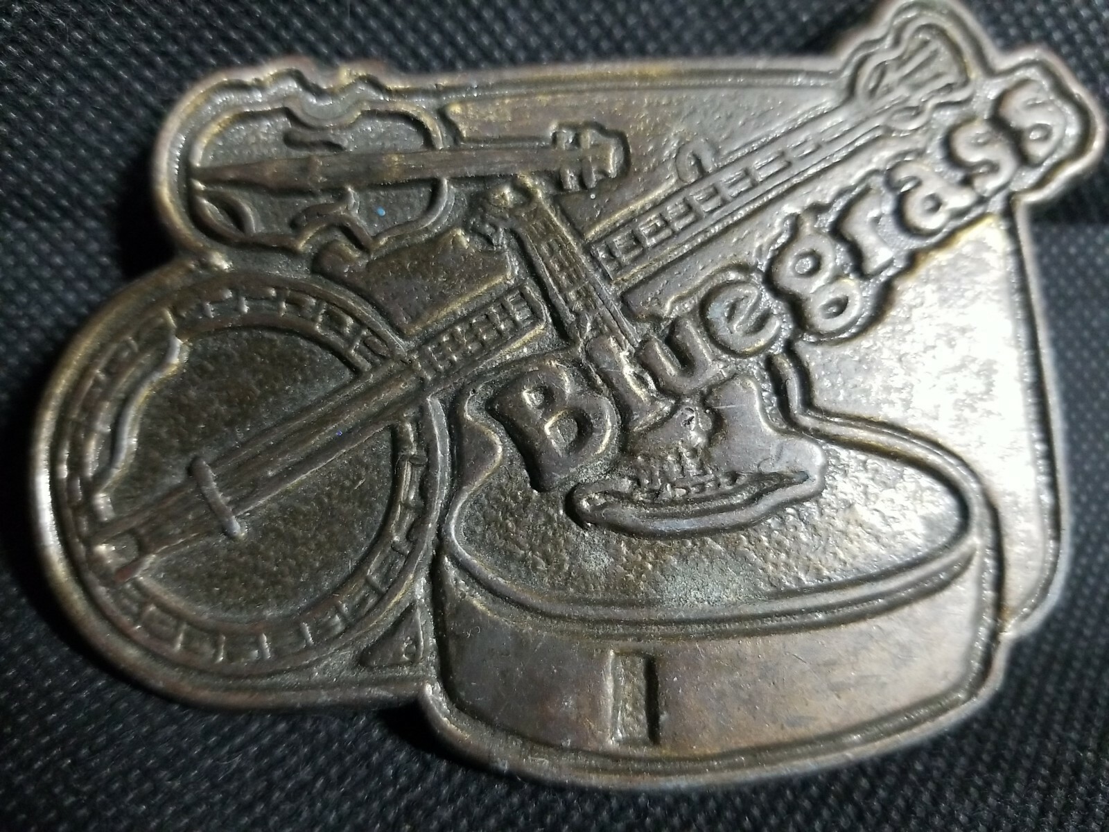 Bluegrass Music Guitar Banjo Fiddle 3D Belt Buckle Brass Music 3×2.5 Hillbilly *