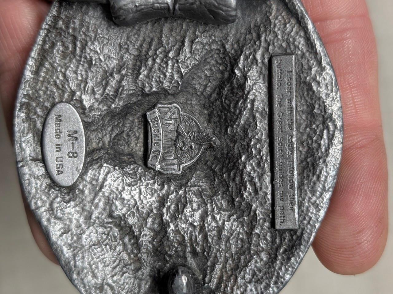 vintage USA made SOUTHWESTERN belt buckle NATIVE AMERICAN buffalo indian COWBOY