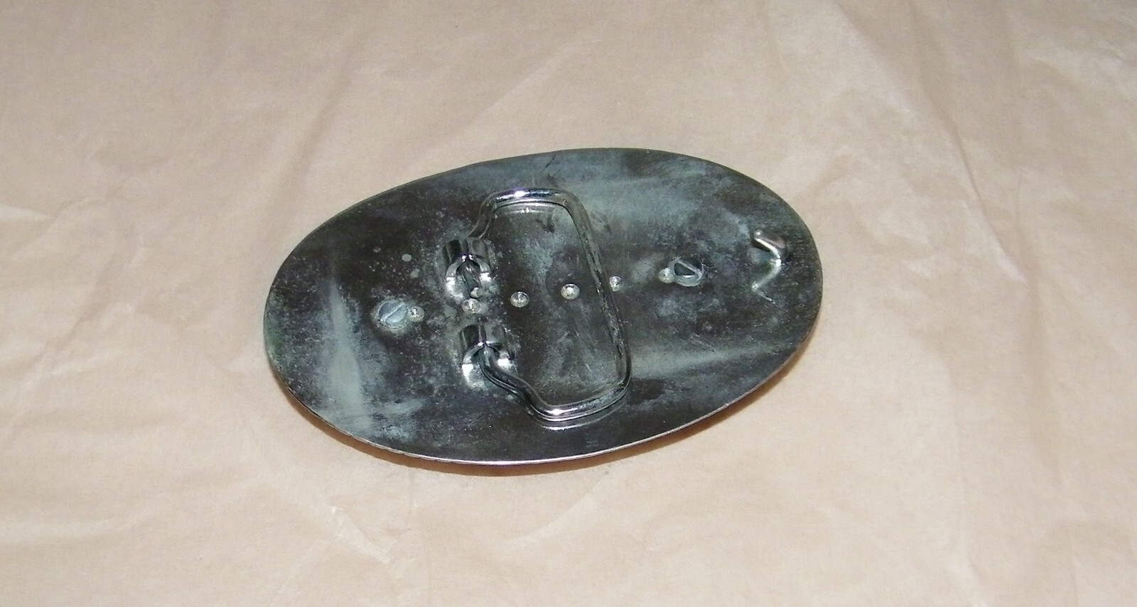 Vintage TIGER EYE Gemstone BELT BUCKLE Polished Stone linlay WESTERN Cowboy