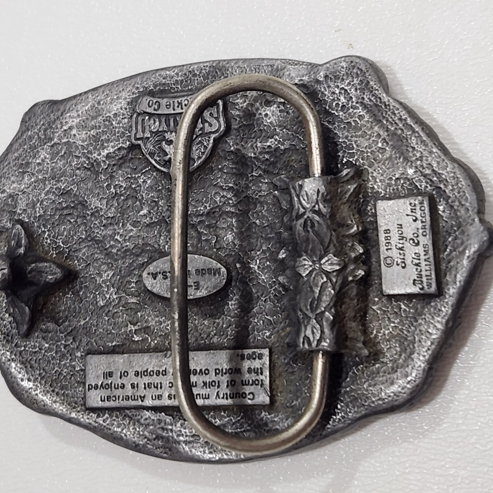 Vintage 1980s I Love Country Music Belt Buckle Metal Siskiyou Buckle Co 1988