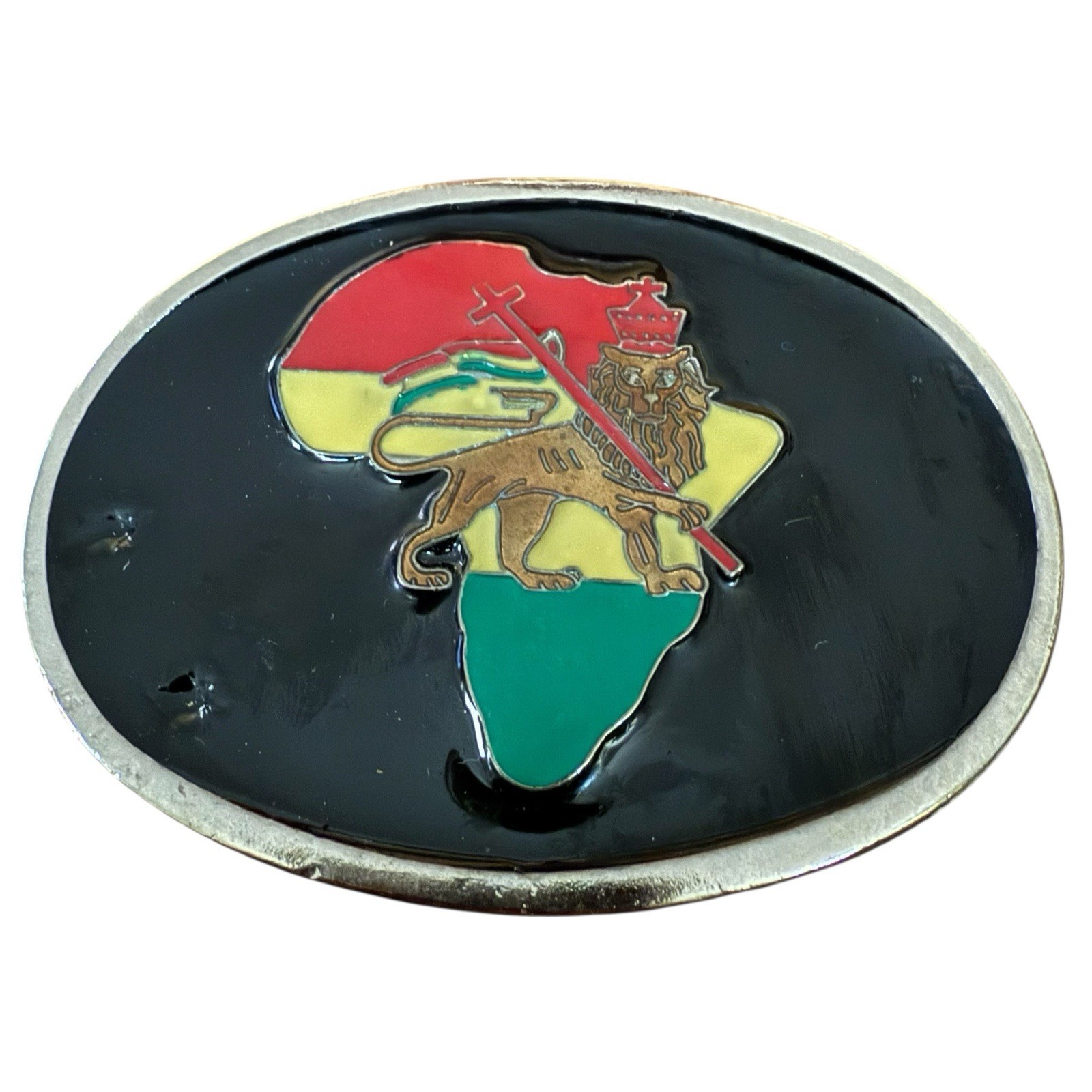 Lion of Judah Rastafarian Belt Buckle Rasta Lion Staff Ethiopian Jamaica Jewelry