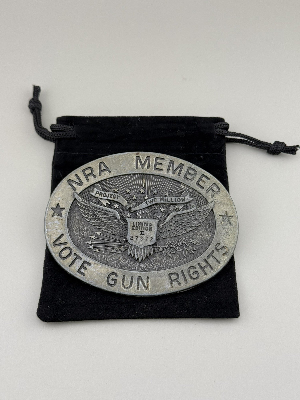 1980s NRA Member Vote Gun Rights Project Two Million Numbered Belt Buckle