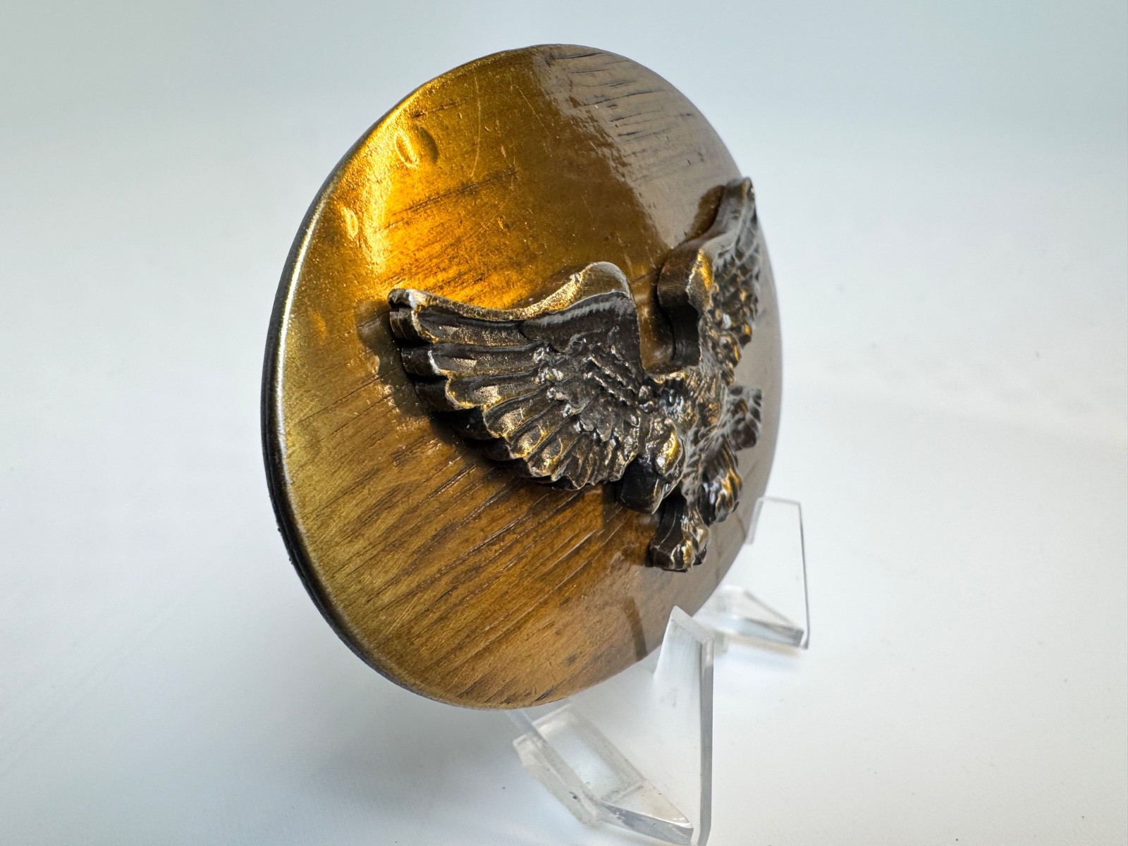 Vintage 1970s Brass Belt Buckle EAGLE WESTERN cowboy USA United States