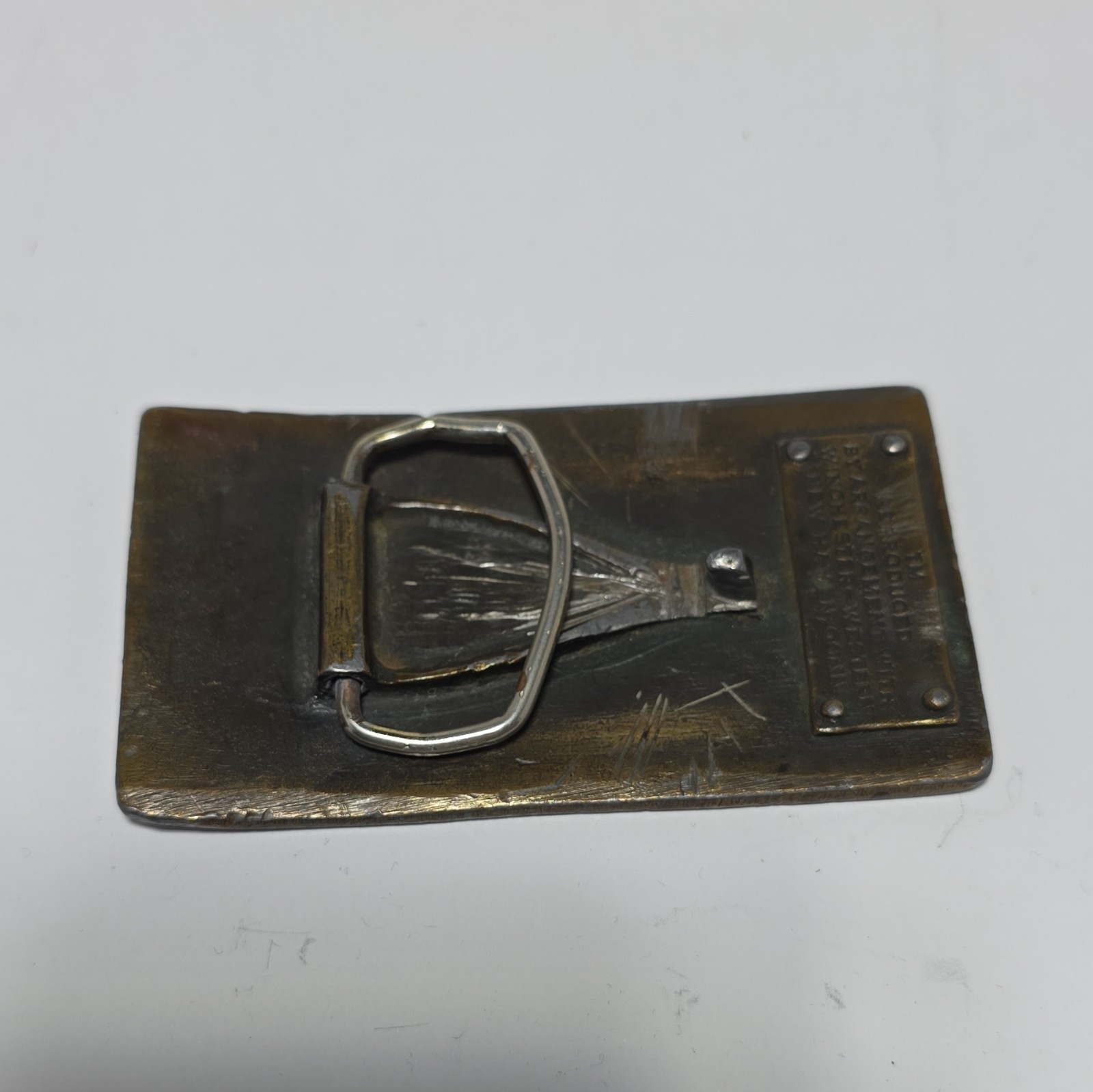 Winchester Western Belt Buckle Antique Finish Bronze Metal Fits 2 in Belt