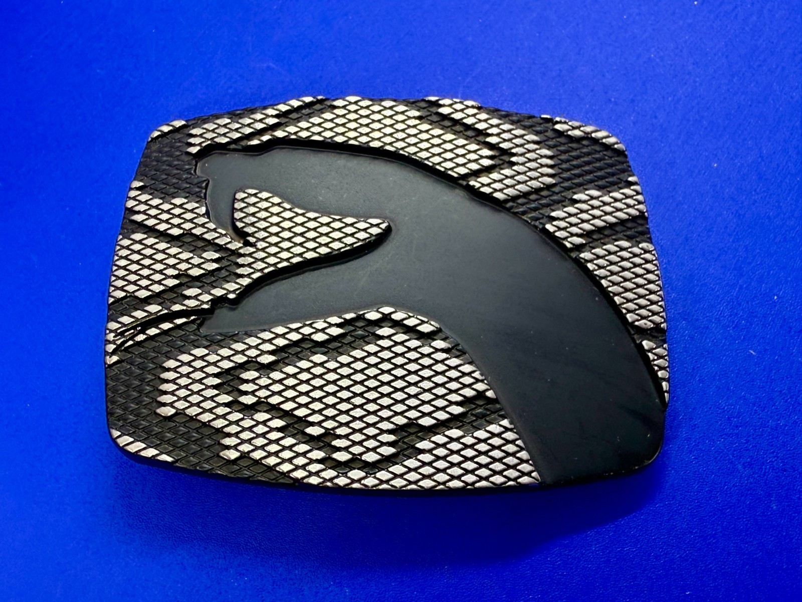 Snake Head On Snake Skin Pattern Chrome Brand Vintage Belt Buckle