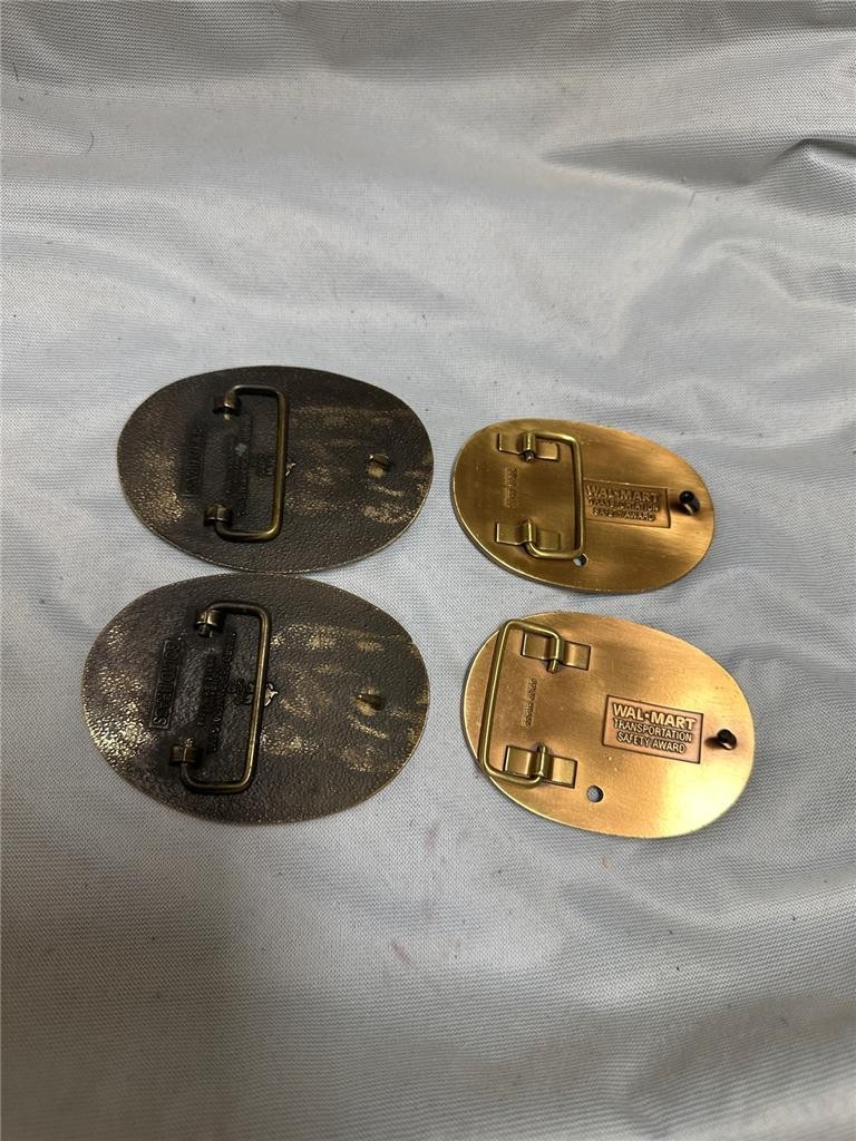 Four Vintage Truck Driver Award Belt Buckles, Walmart and Tyson&rsquo;s Foods