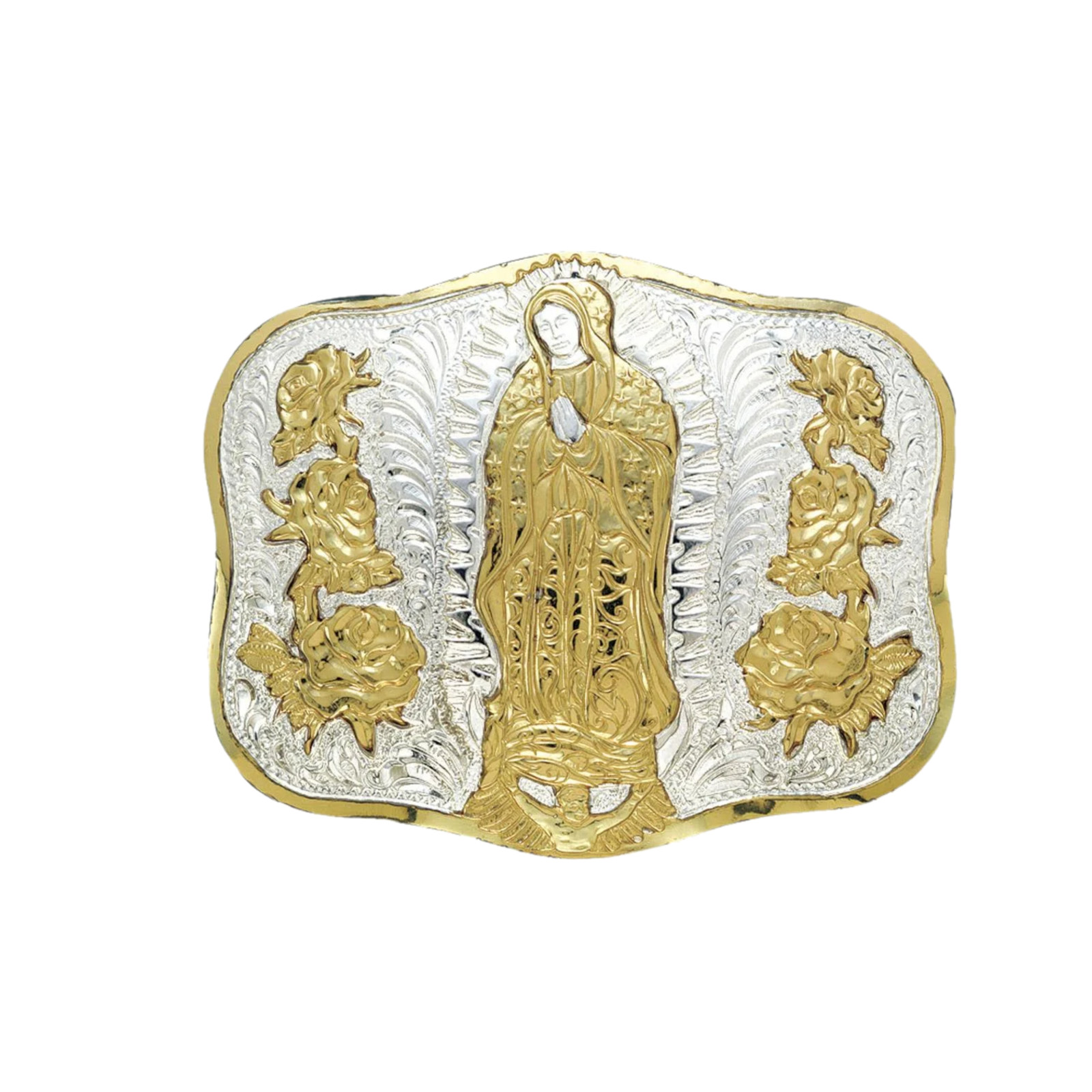 Crumrine Virgin Mary Gold & Silver Belt Buckle C11288