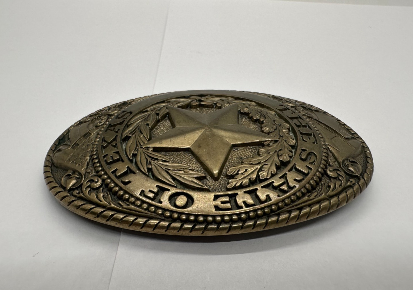 VTG Tony Lama Texas State Series Belt Buckle Solid Brass Lone Star State SEAL