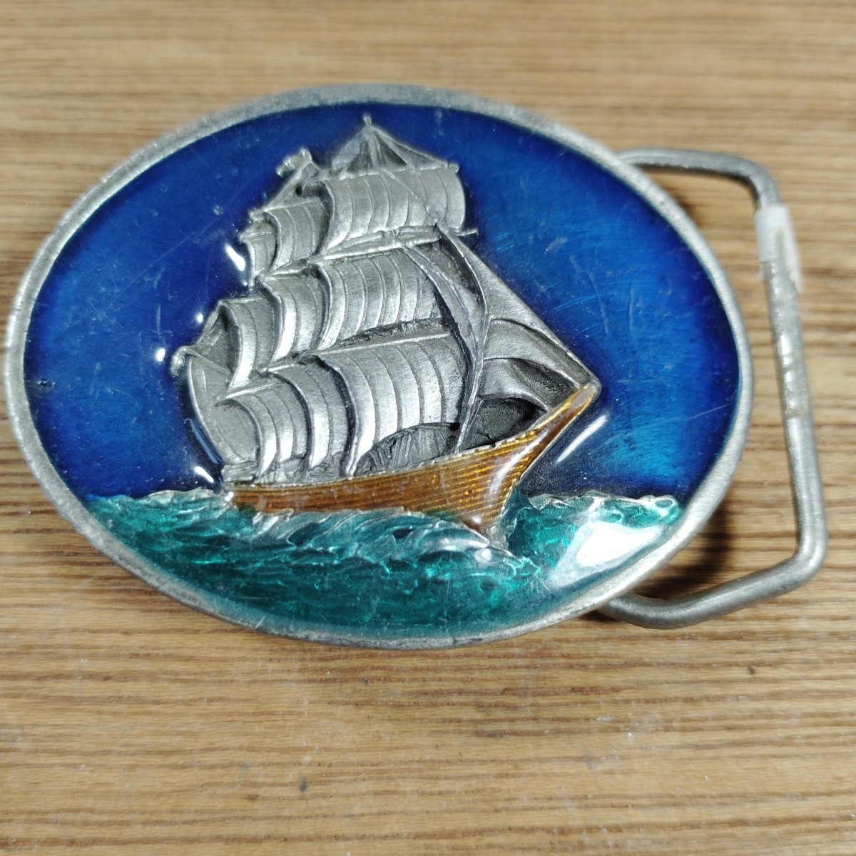 TWO Vintage Bergamot Brass Works Sailing Ship Belt Buckle Kipling 1980&rsquo;s USA