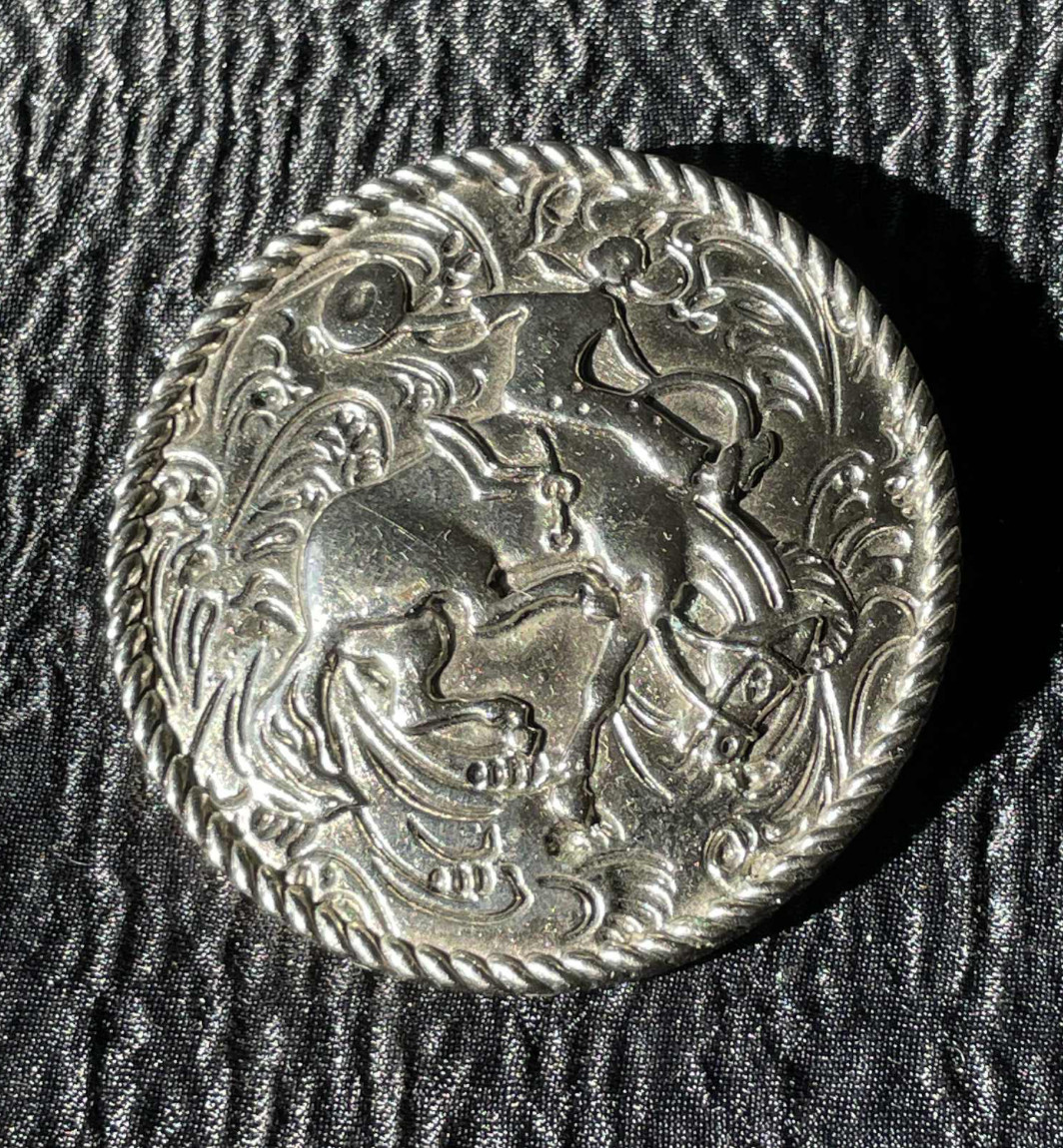 Rodeo Cowboy Horse Rider Western Metal Belt Buckle Silver Color 2 1/2&Prime; Rodeos