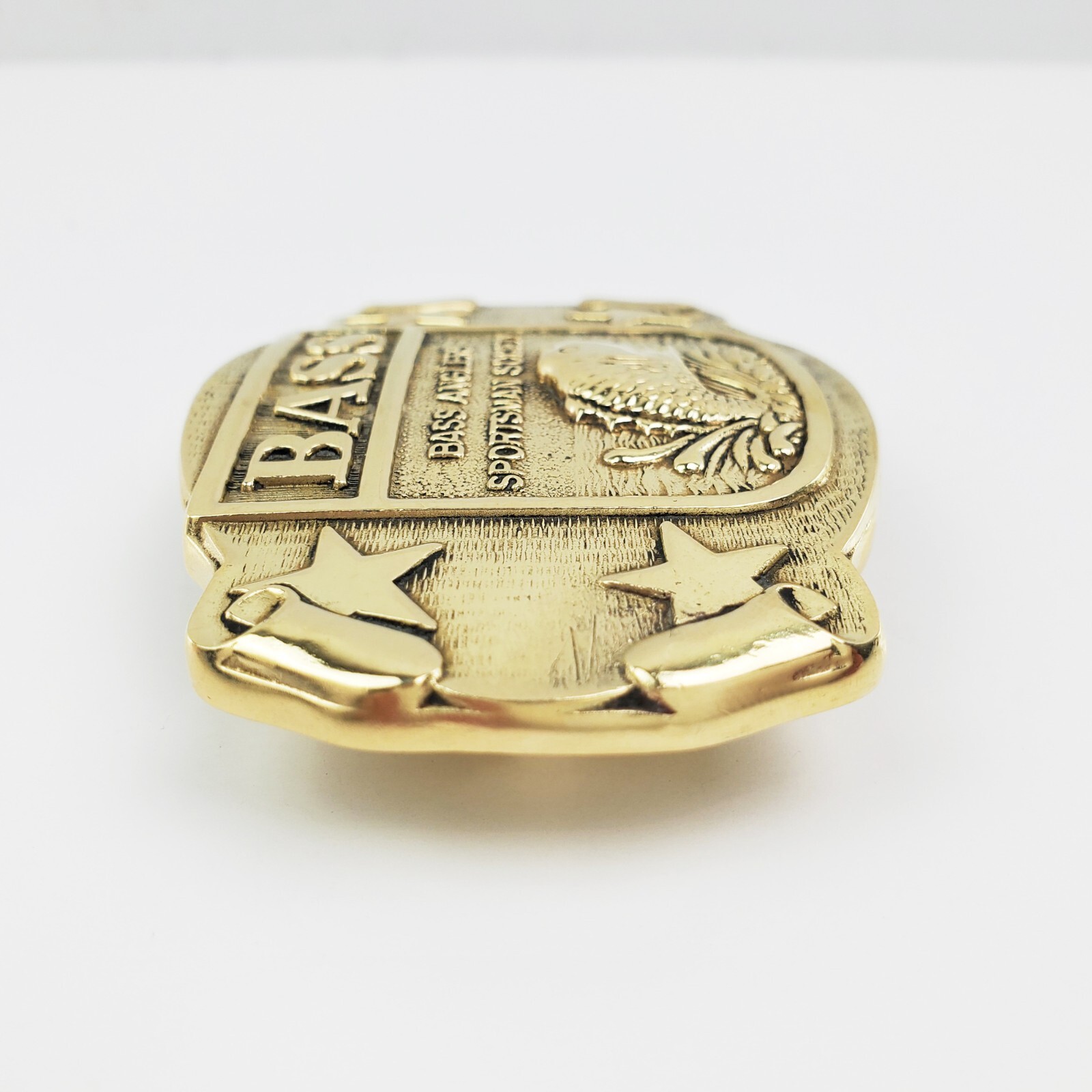 BASS Belt Buckle Anglers Sportsman Society Fishing Solid Brass 3&Prime;
