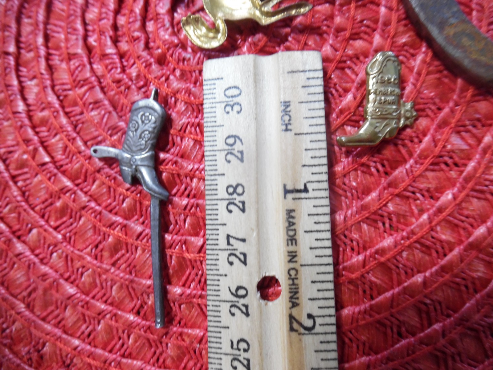 Vintage Anson COWBOY Tie Bar Clip Pin Brooch Lucky Horseshoe Boot WESTERN Rodeo