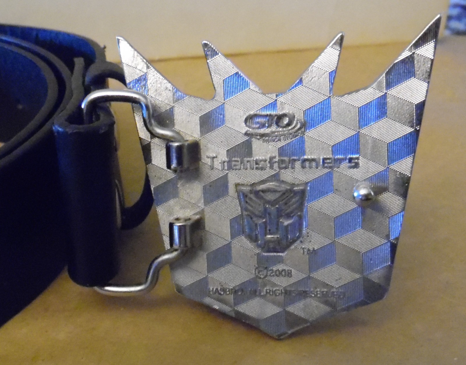 Hasbro Transformers Blue Metal Decepticon Belt Buckle & BLACK BELT
