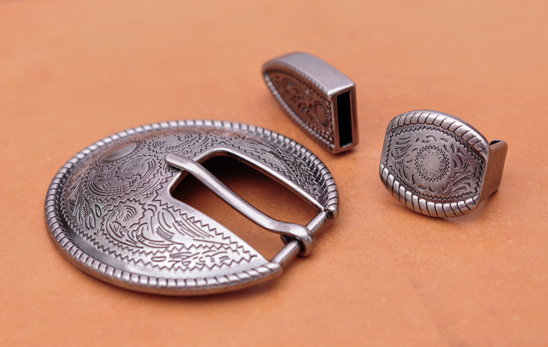 BIG Silver Flower Engraved Vintage Western Cowboy Belt Buckle Set Fit 20mm Strap