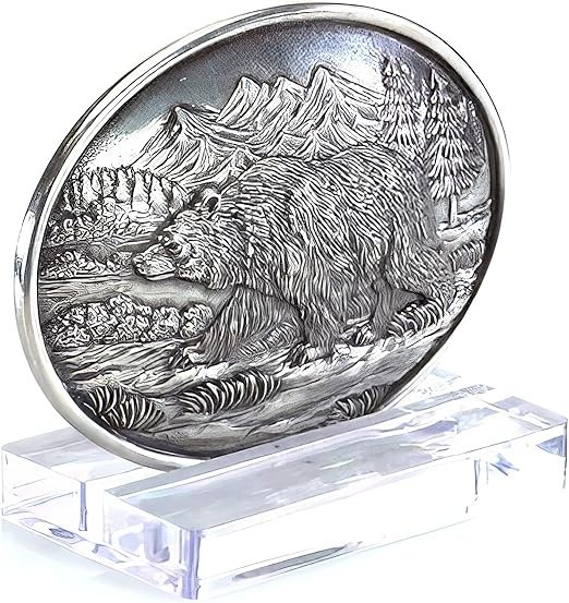 Nocona OVAL ANTIQUE SCROLL Grizzly Bear BUCKLE Belt Buckle 37045