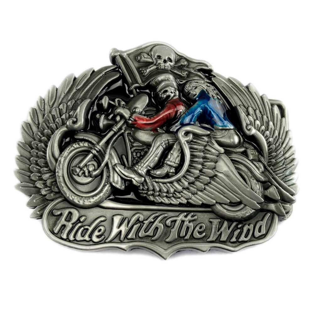Motorcycle Belt Buckle Western Cowboy Native American Motorcyclist (MOT-08)