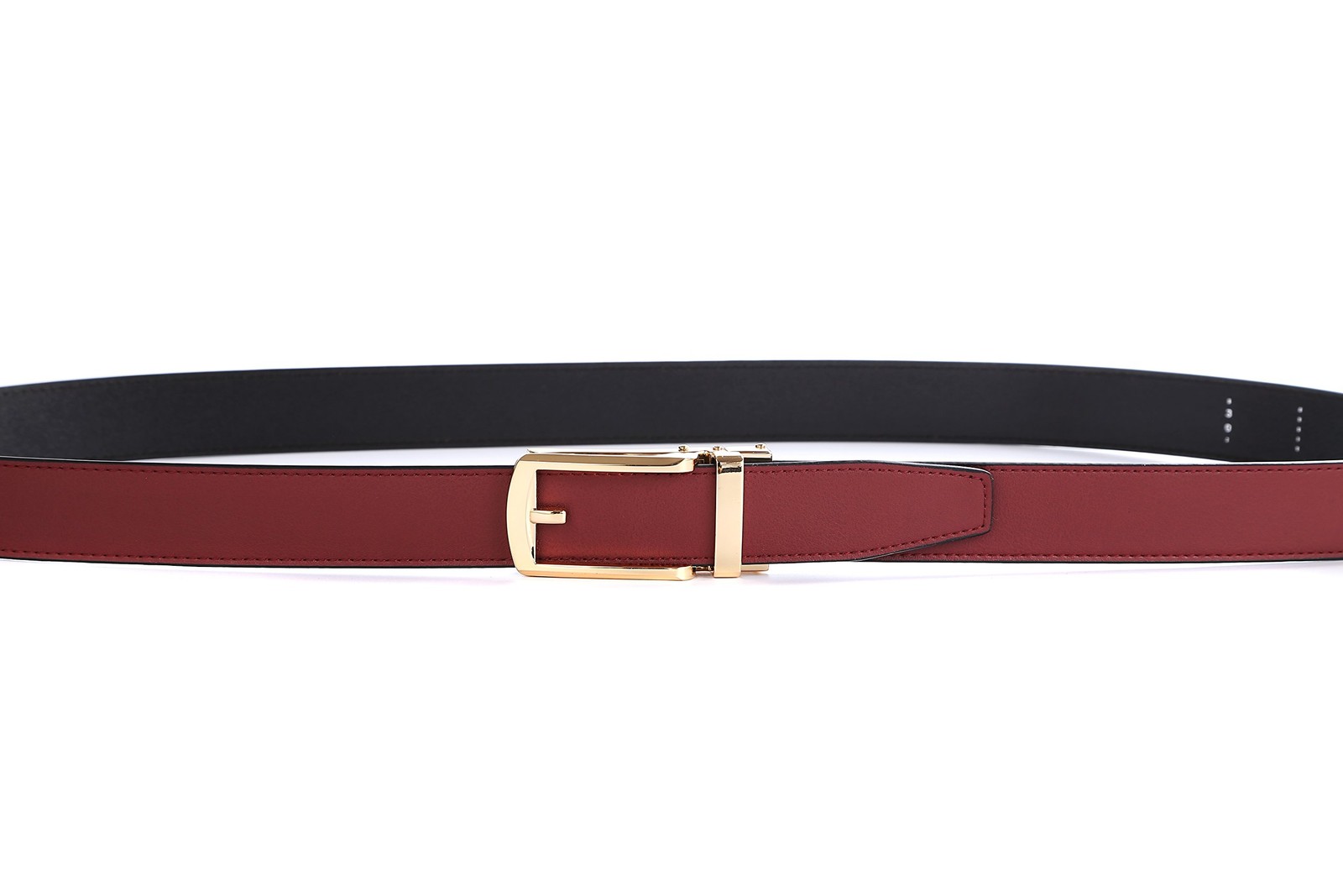 Tonywell Dress Belts One Size:32&Prime;-45&Prime;Waist, Mens Wine Red Belt Gold Buckle
