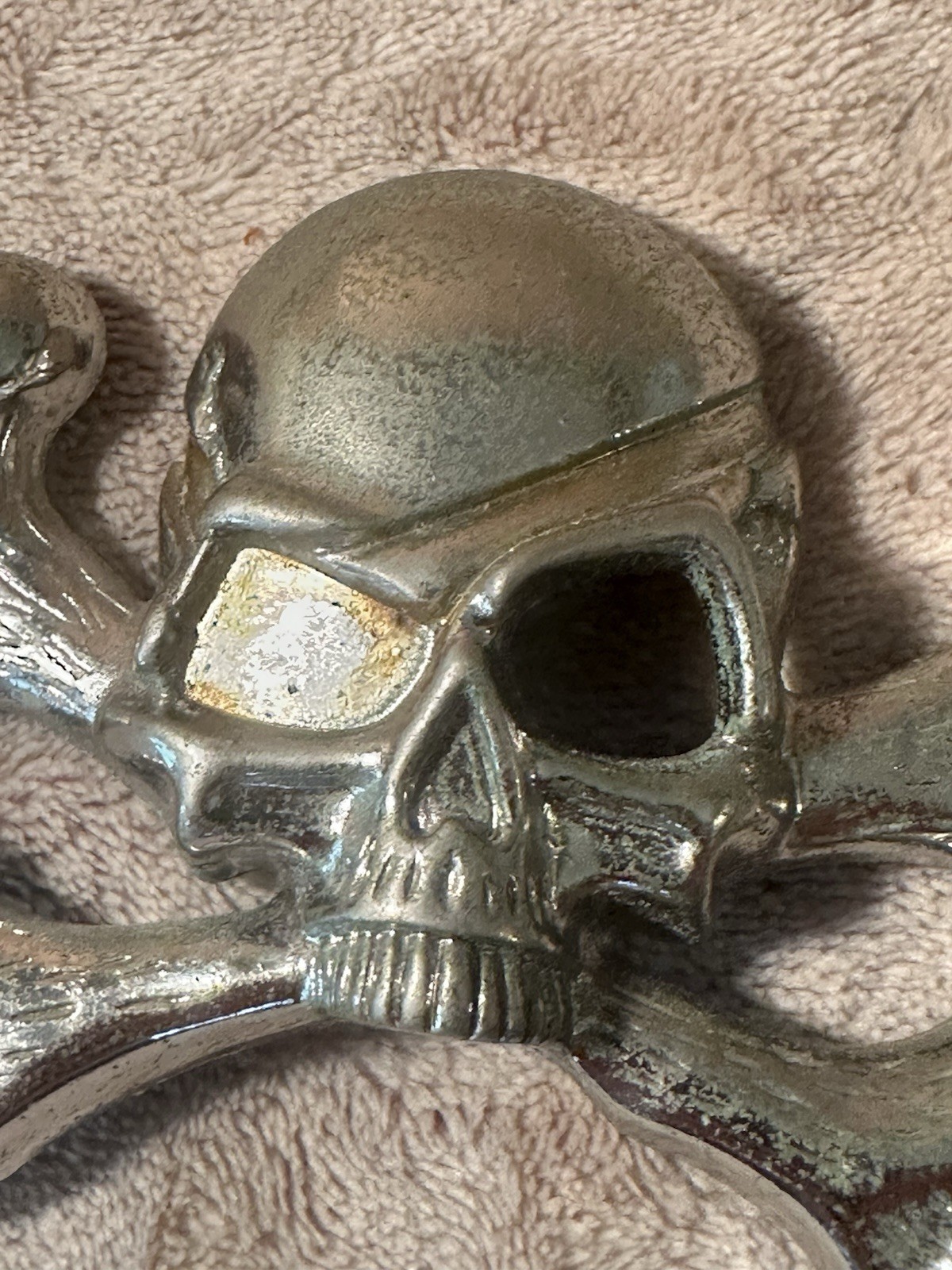 Men&rsquo;s Skull & Crossbones Western Metal Belt Buckle, Silver Tone, 1.5 in