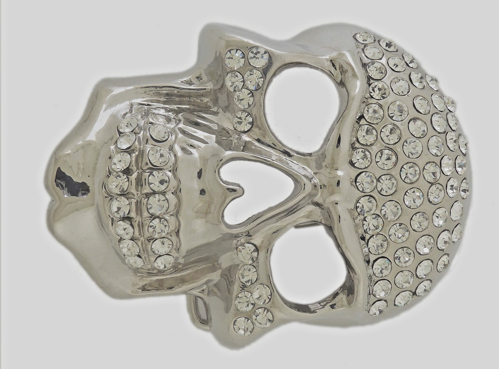Skull Belt Buckles New Men Women Iced Style Silver Metal Bling Rhinestones Rebel