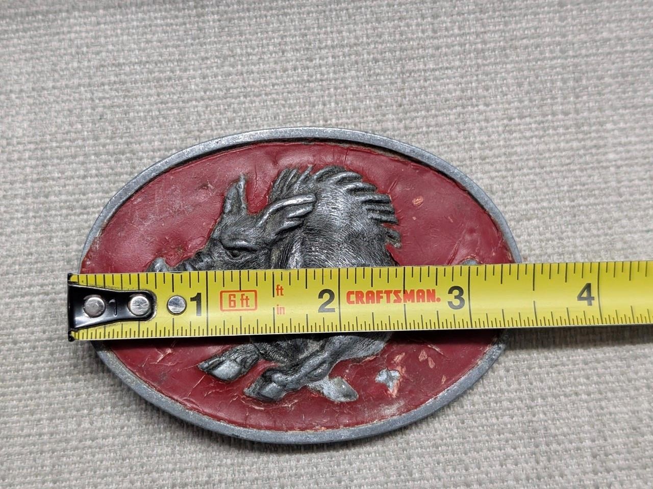 1970s-80s vintage ARKANSAS belt buckle RAZORBACKS wild pig WESTERN cowboy