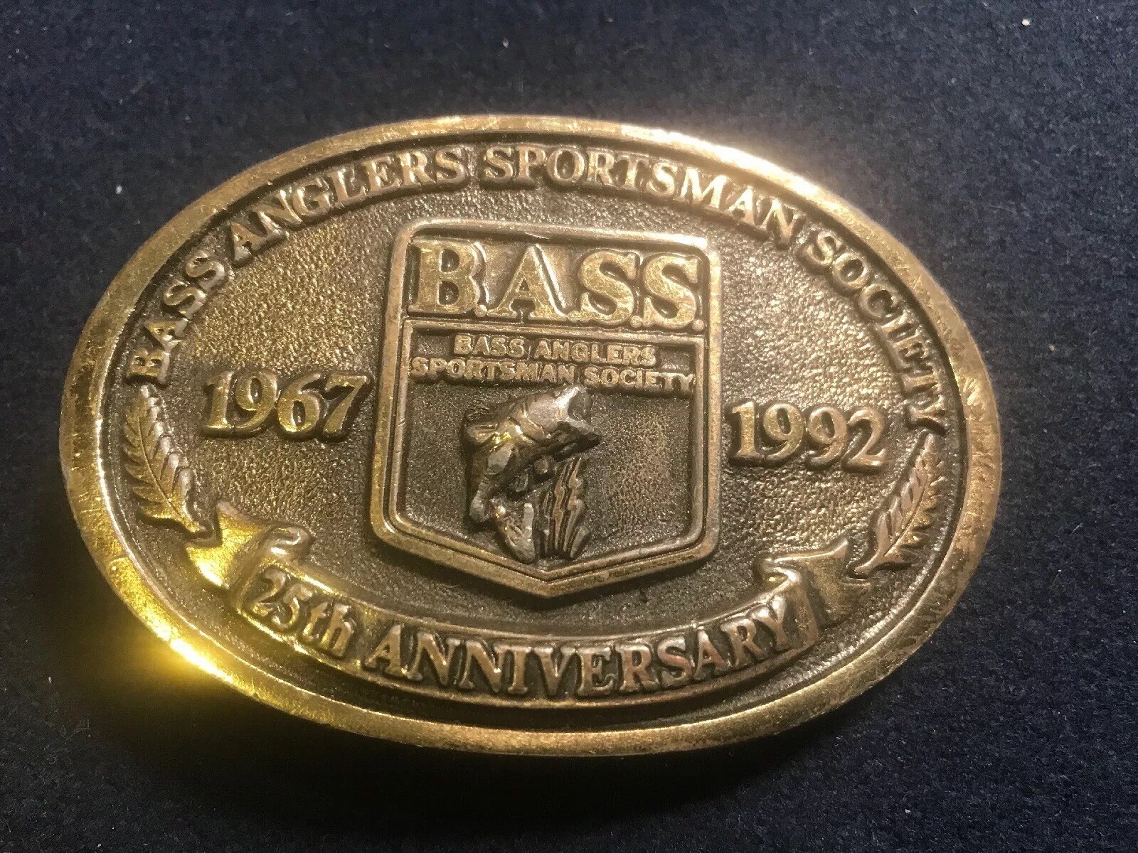 Fishing BASS ANGLERS SPORTSMAN SOCIETY BELT BUCKLE 25th ANNIVERSARY F32