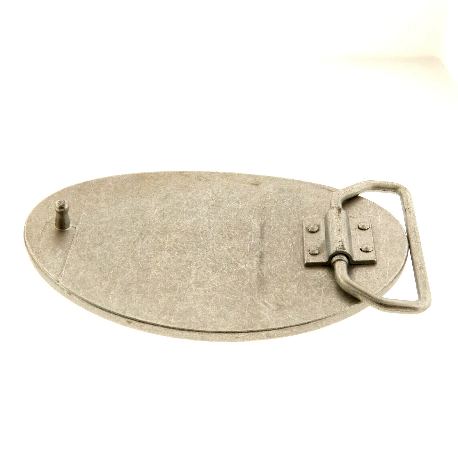M Logo Oval Large Silver Belt Buckle 2.75×4&Prime;