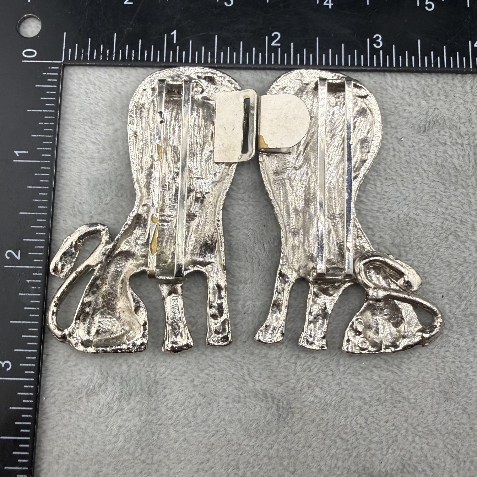 Vintage Lion Belt Buckle Set Silver Tone Safari Jungle