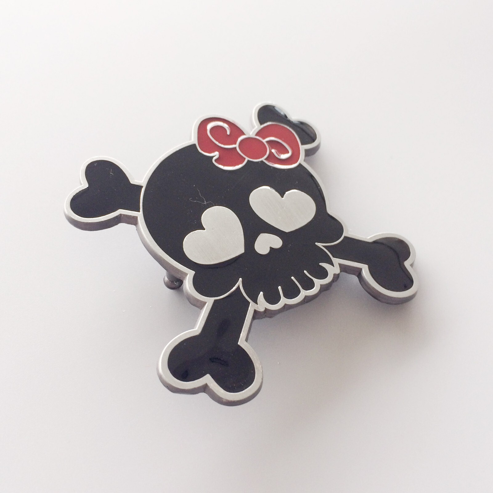 Vintage Black Enamel Punk Rock Emo Tattoo Skull Girl Wedding Belt Buckle