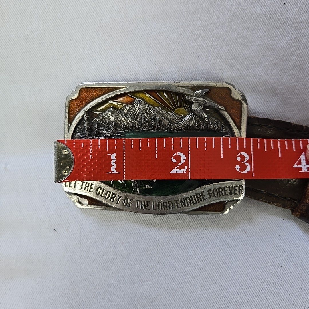 VTG 1983 Siskiyou Belt Buckle Let The Glory Of The Lord Endure Forever Paradise