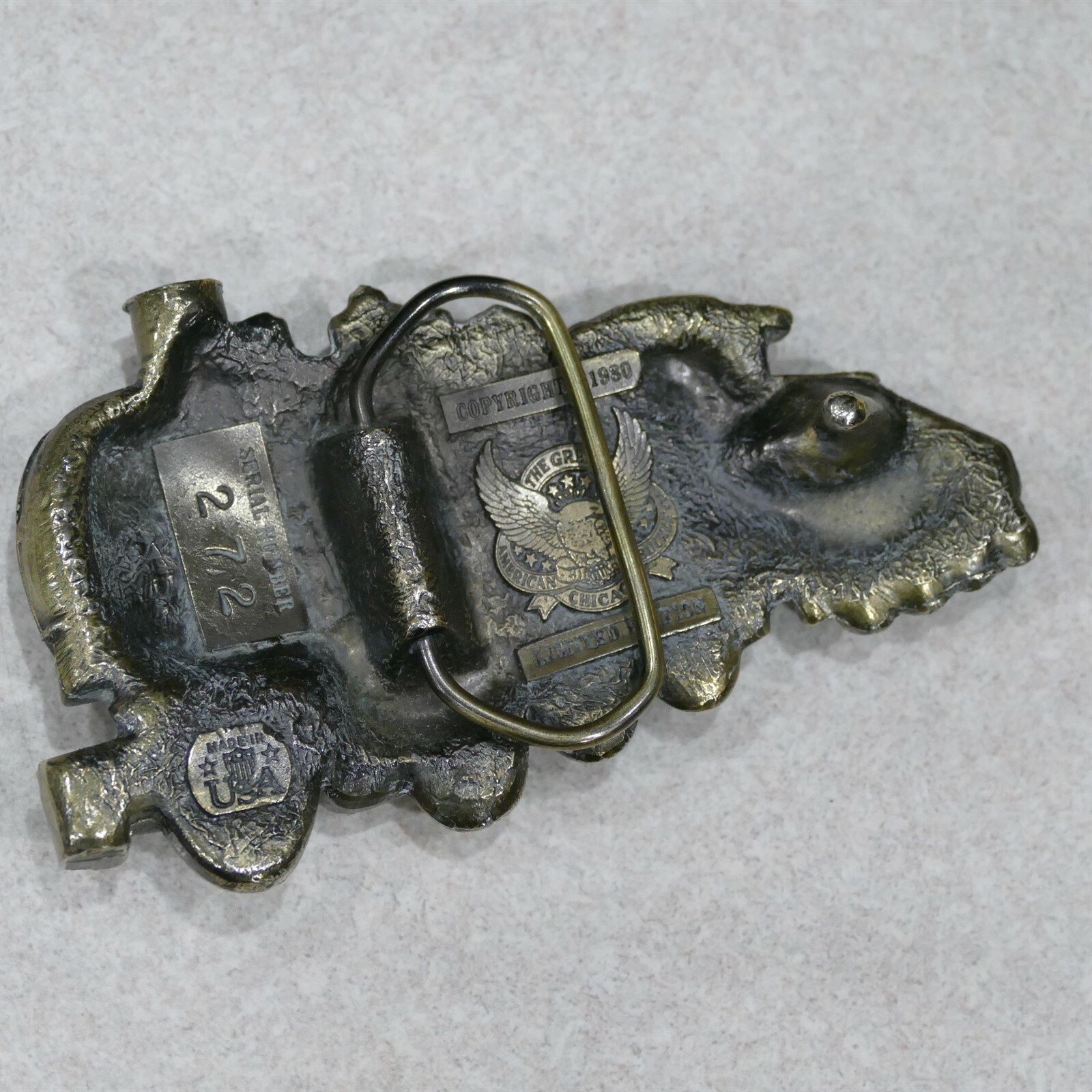 The Great American Buckle Co. 1980 Limited Edition # 272 Locomotive Belt Buckle