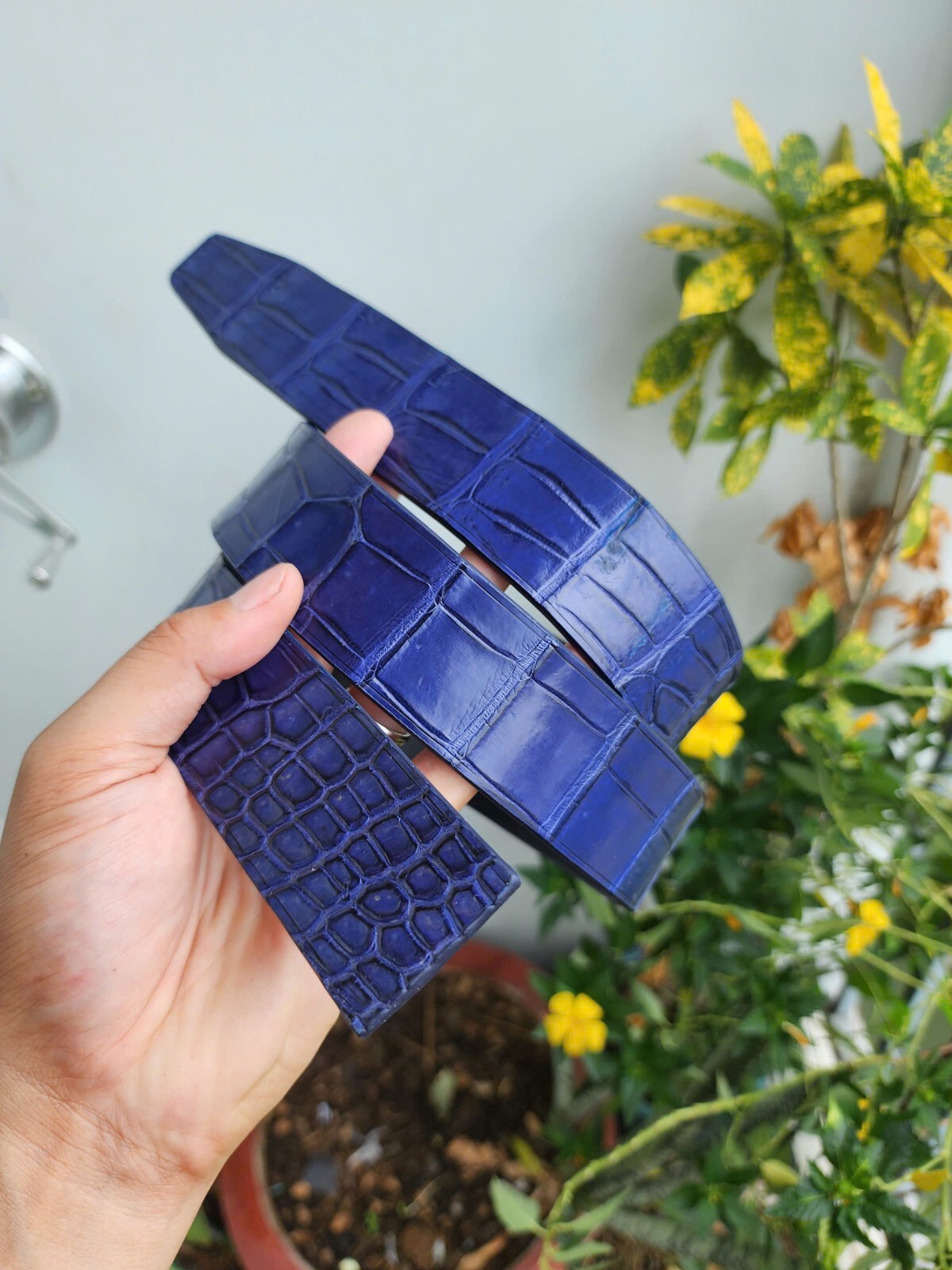 3.8CM Blue 100% Luxury Genuine Leather Skin Mens Belt Buckle-customize