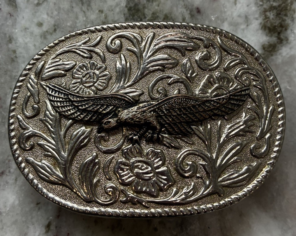 🦅Silver Tone American Eagle Ornate Heavy Duty Metal Belt Buckle L4 Vintage