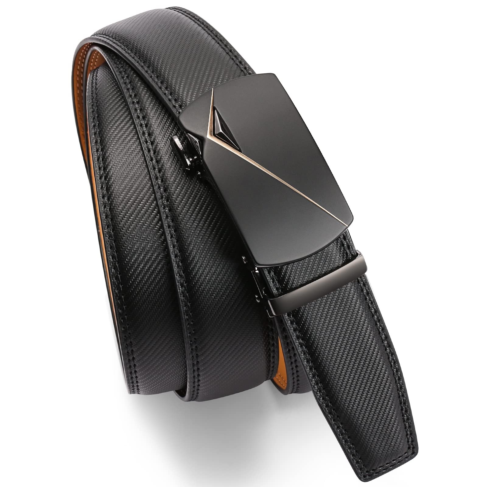SENDEFN Leather Belt for Men Automatic 24&Prime; to 44&Prime; Waist Adjustable, Black-47