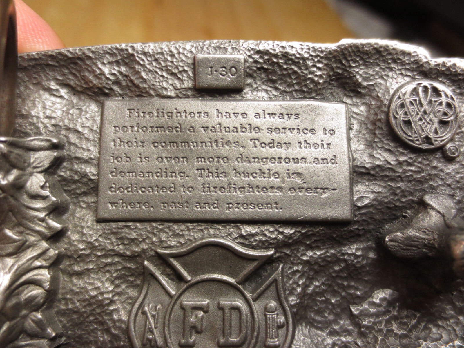 Vintage 1985 Americas Firefighters Metal Belt Buckle Red Enamel Sisikiyou FD USA