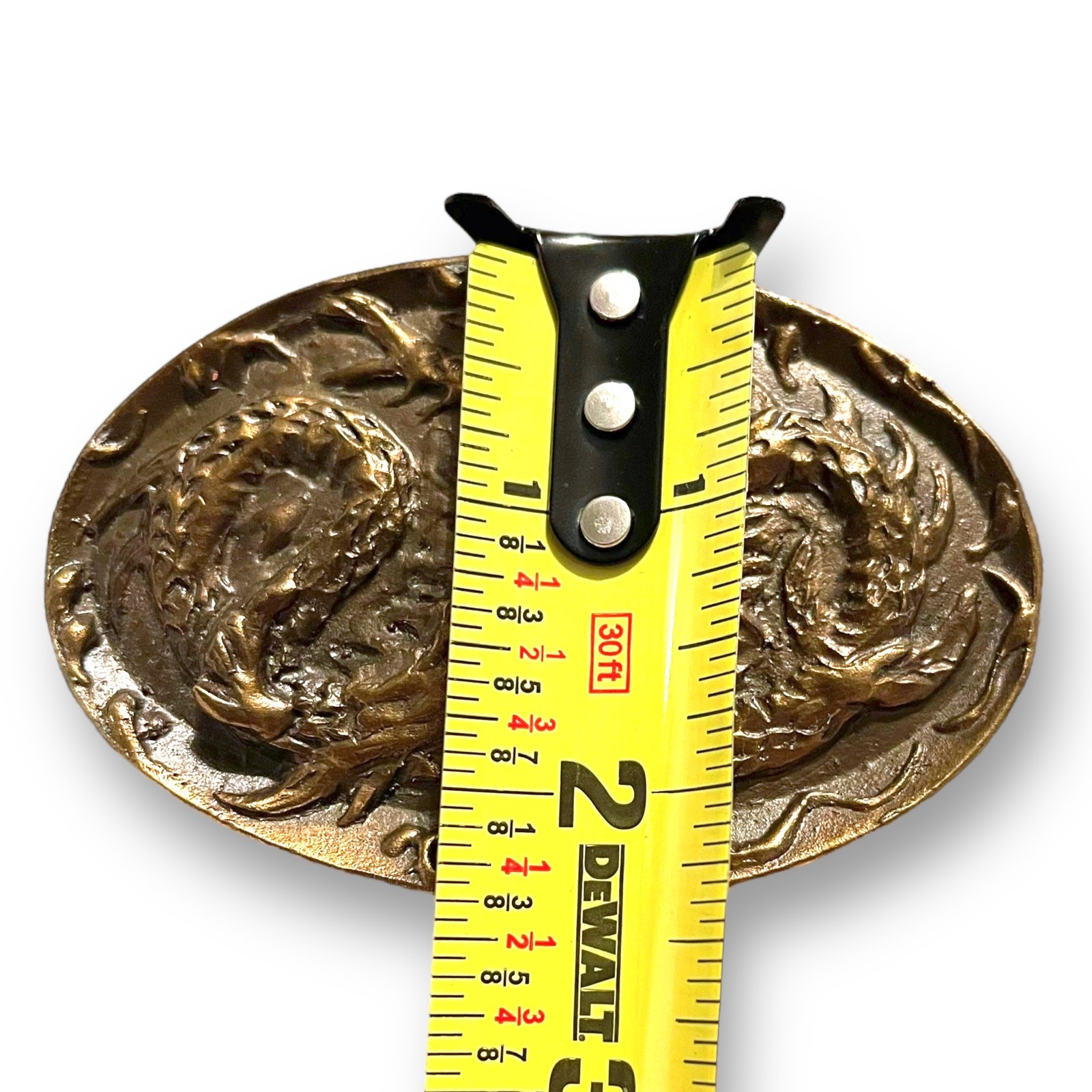 VTG Brass Dragon Belt Buckle A Dezy Denver Oval Relief Mystical USA Collectible