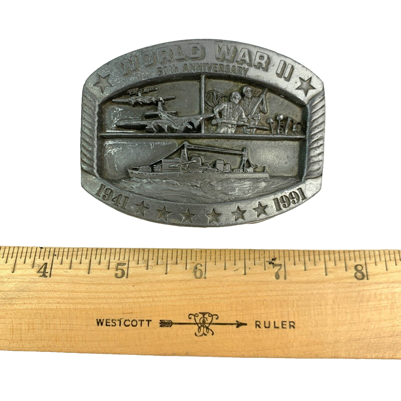 Vintage World War II 50th Anniversary Belt Buckle 1941 1991 532/10000