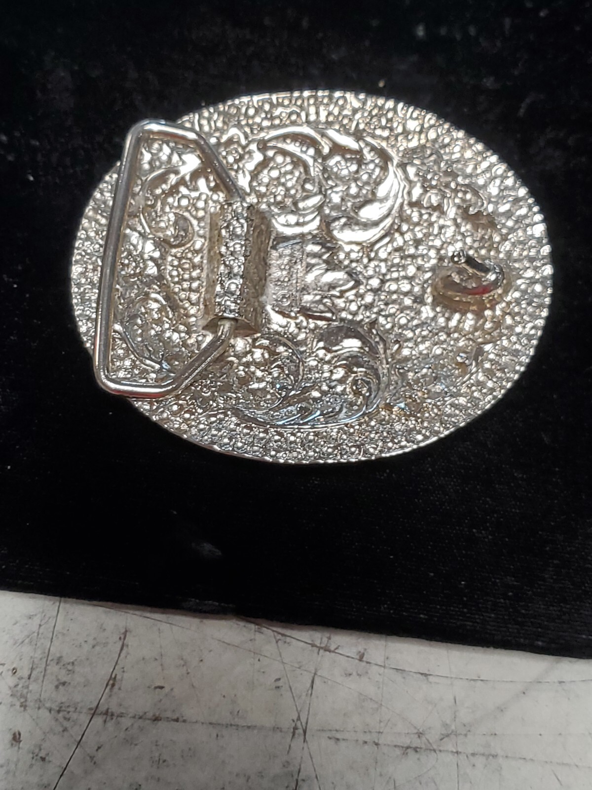 SILVER RED & BLUE TORQUIOSE BELT BACKLE EAGLE S.S.I. NICE!