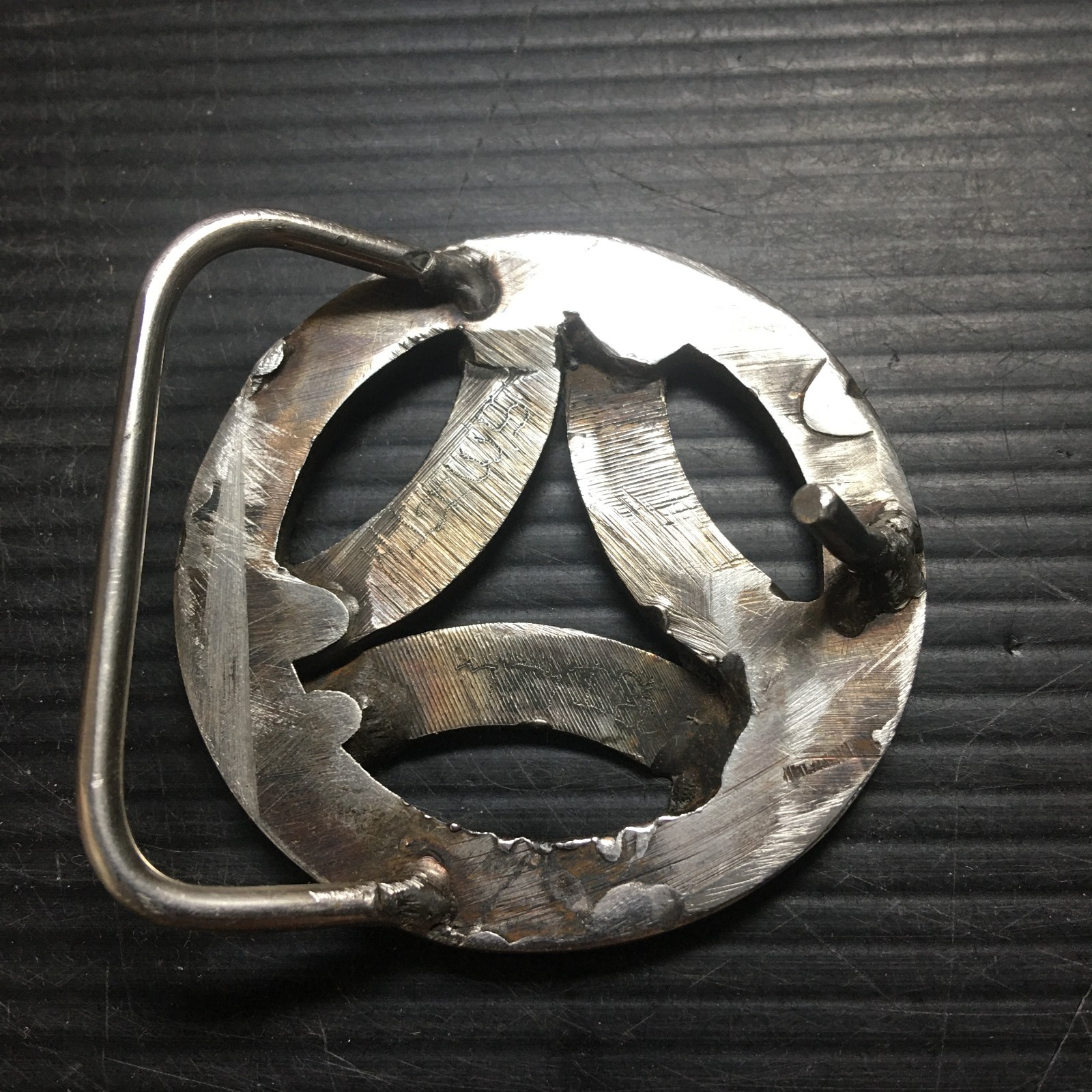 Vintage 1960s Bill Smith Borromean Rings Minimalist Silver Belt Buckle 2.325&Prime;D