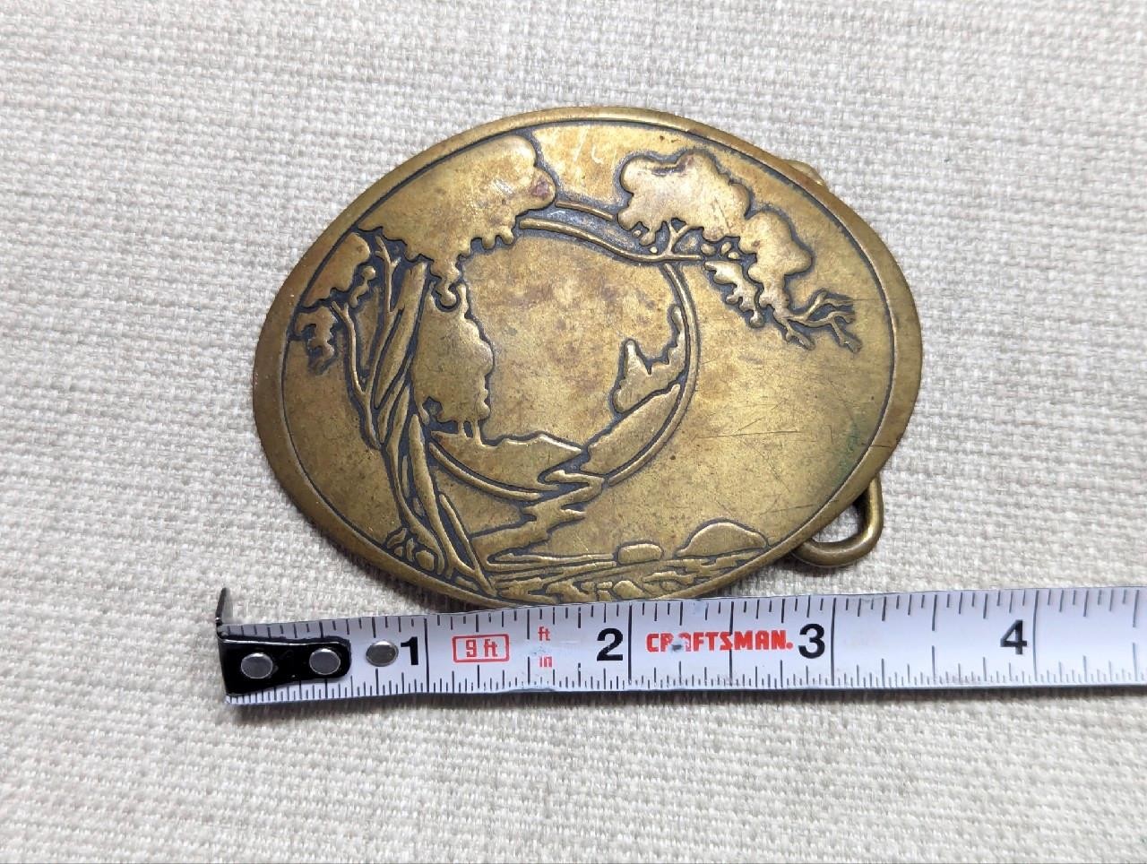 1970s vintage TREE OF LIFE belt buckle SOLID BRASS hippie boho WESTERN cowboy
