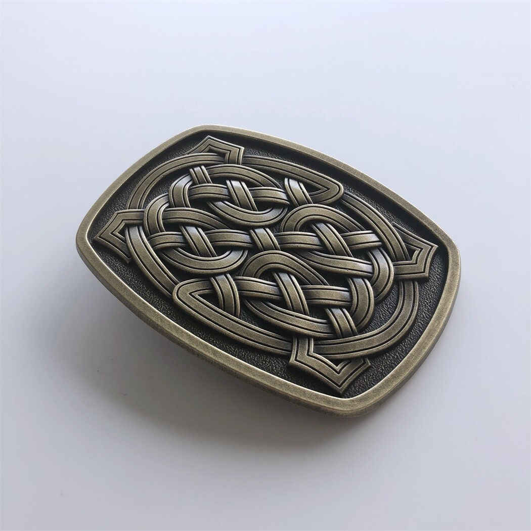 Antique Bronze Plated Cross Celtic Knot Rectangle Belt Buckle also Stock in US
