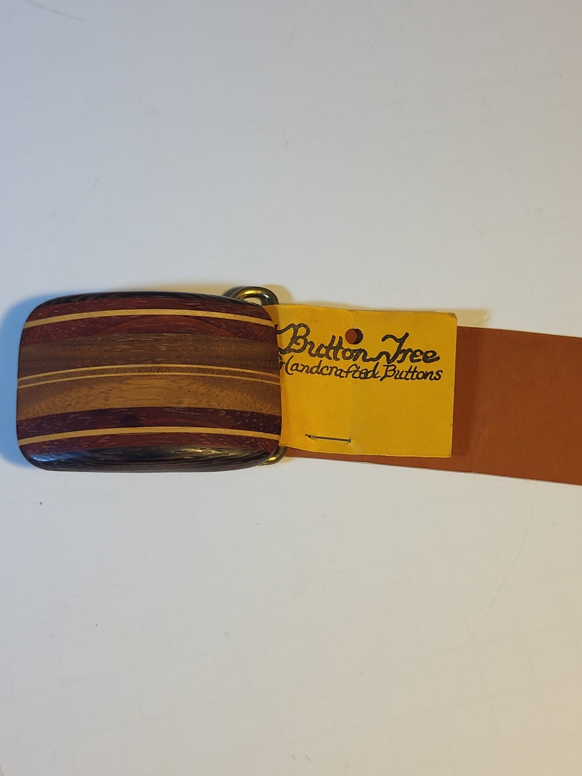 Wooden Belt Buckle Handmade In USA By The Button Tree. Vintage.