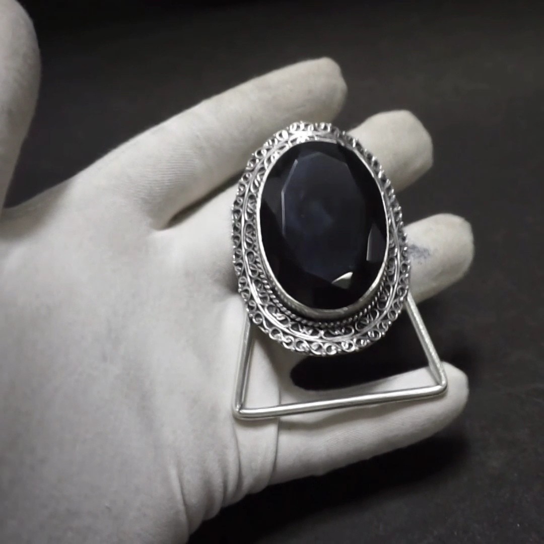 Vintage Western Belt Buckle Black Onyx Stone Silver Boho Statement Accessories
