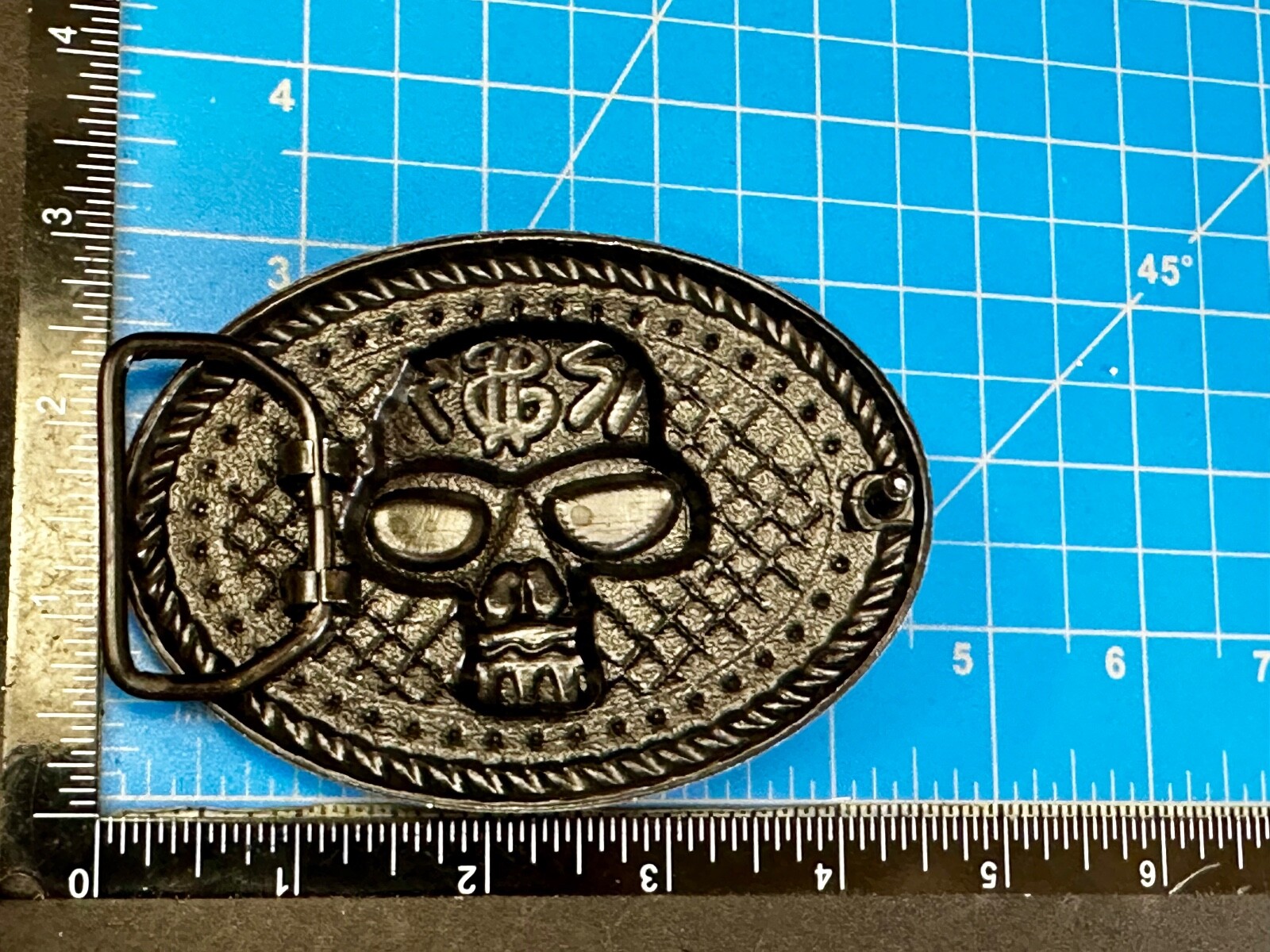 Skull With $ Dollar Sign Halloween Black & Silver Color Gothic Vibe Belt Buckle