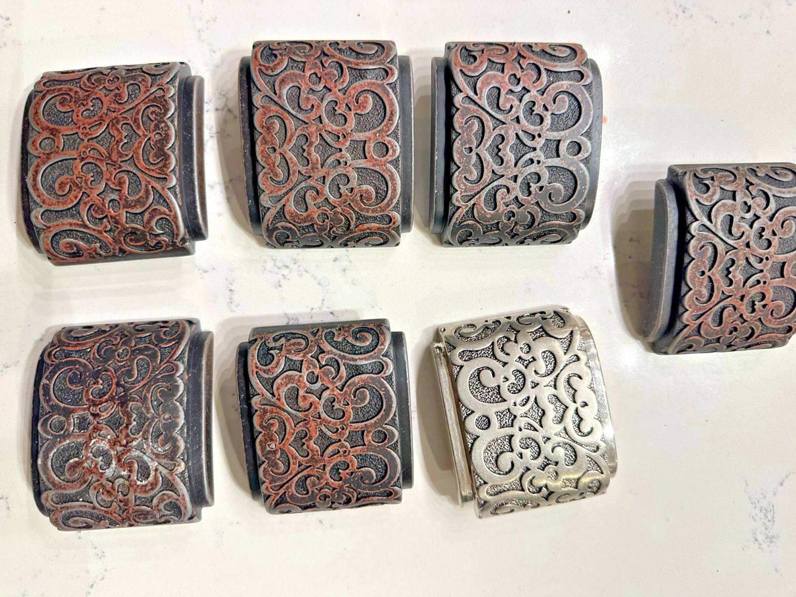 LOT OF 7 Washed Up Hollywood 1.5&Prime; Fleur Heraldic WUH Belt Buckle, unused!