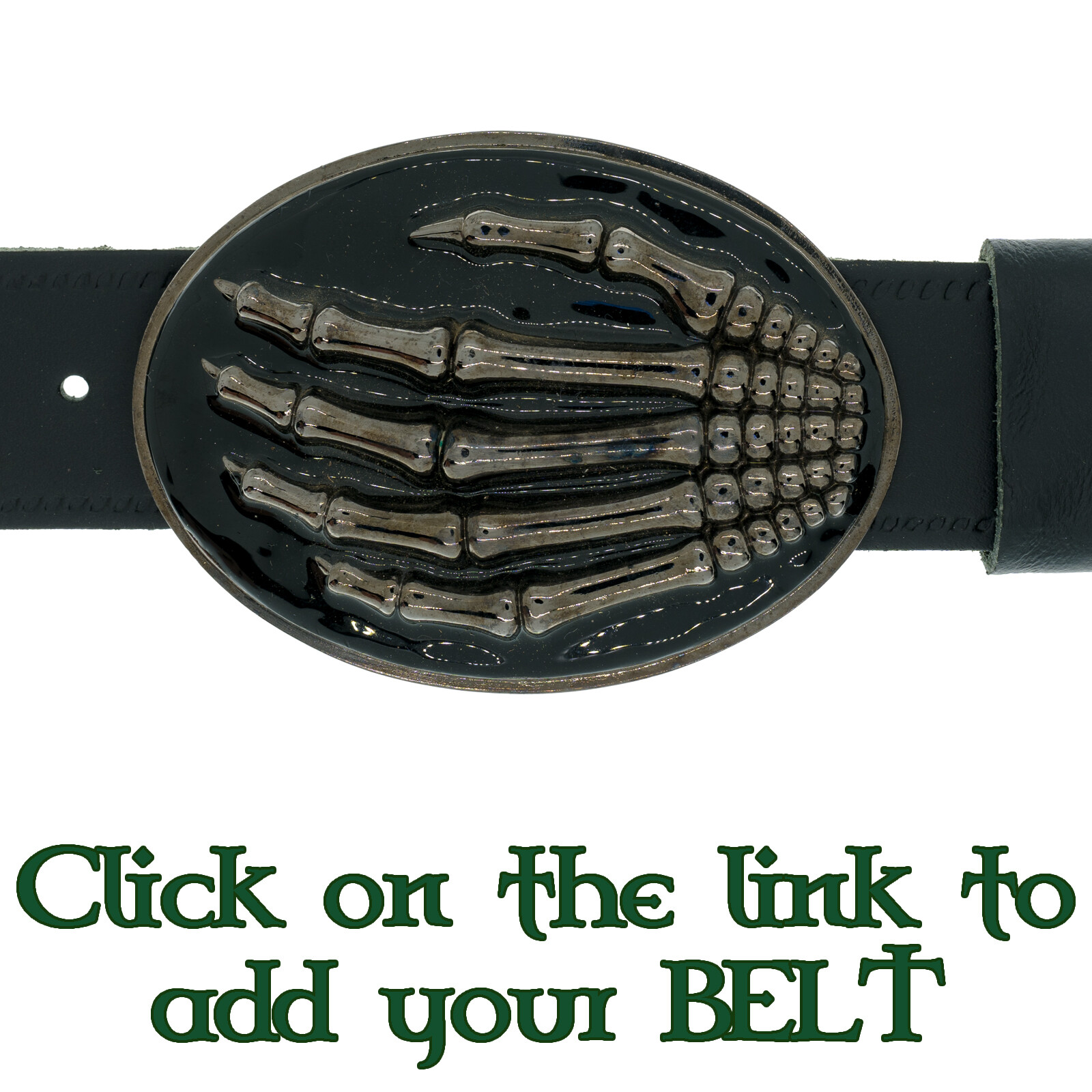 Skeleton Hand Belt Buckle Chrome Enamel Gothic Biker Bones Pagan