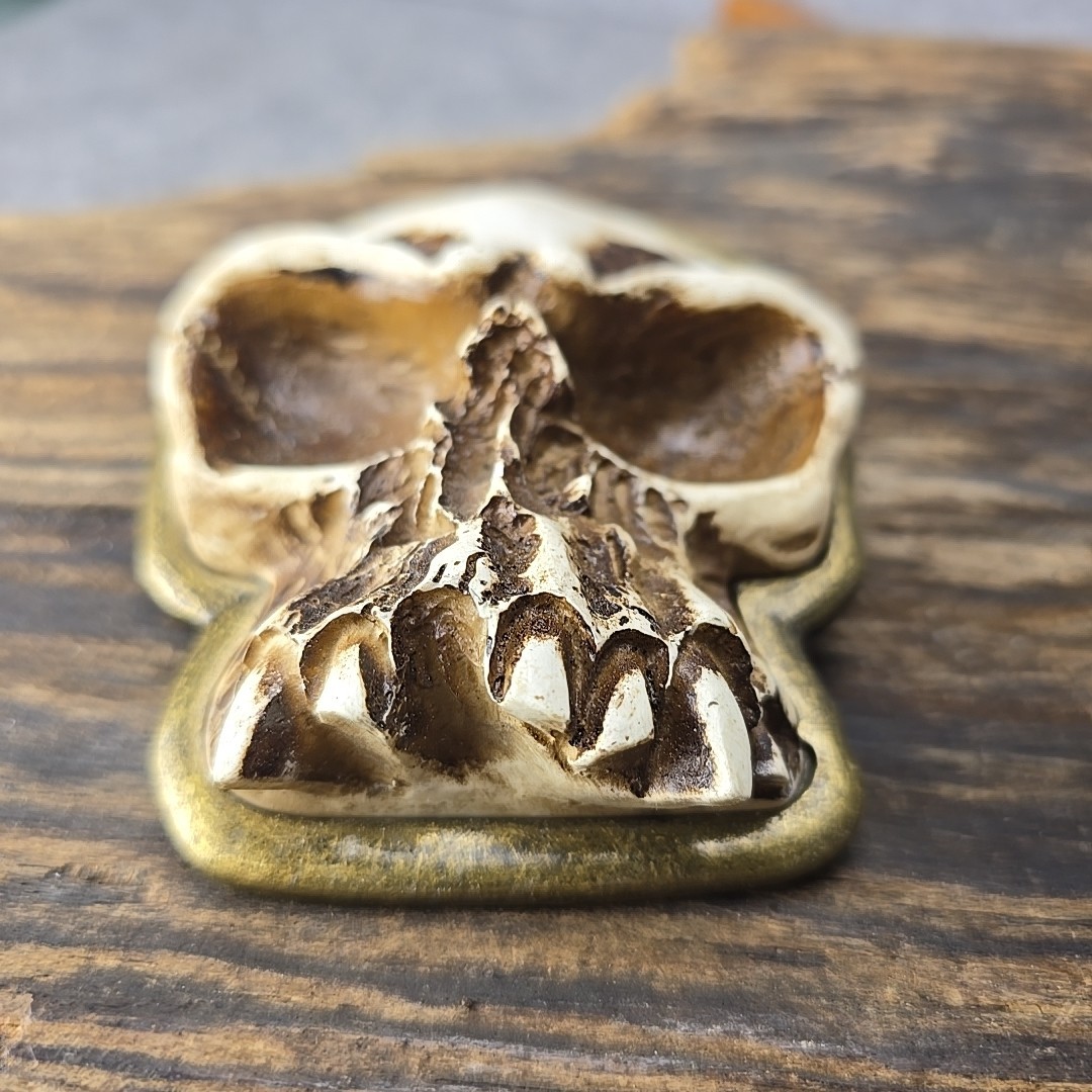 Large Skull Buckle Brass Tone Classico Italia A250