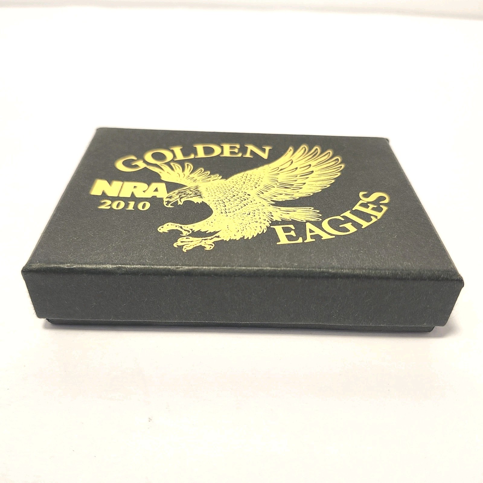 NRA Belt Buckle Golden Eagle 2010 Gold with Blue Background New in Original Box